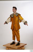  Photos Man in Historical Dress 17 16th century Medieval clothing a poses brown suit whole body 0002.jpg
